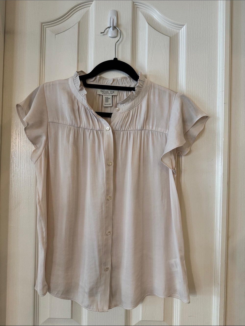Rachel Zoe White Girls' Flutter Sleeve Button-Down Blouse
